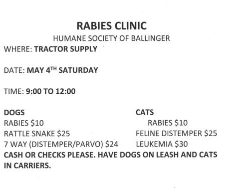 Rabies Clinic April 2019